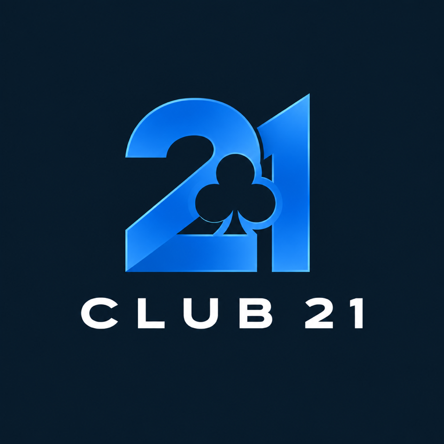 Route A, a fused 21 monogram with a club suit in its negative space