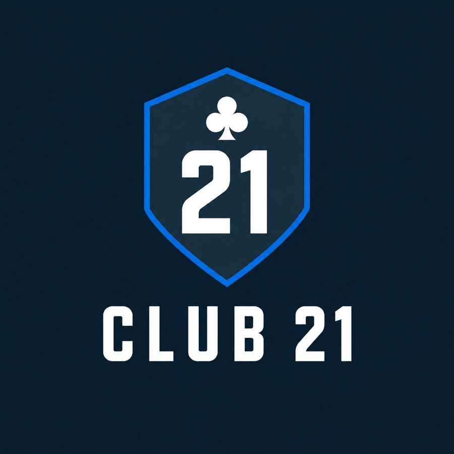 Route C, a shield badge with a club suit and 21